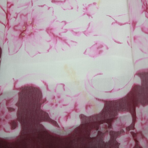 Tommy Bahama Ivory Pleated Wrap Skirt with Magenta Floral Pattern Size Small - Picture 9 of 9
